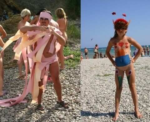 Natural Mud Camouflaging pics - Supporters of naturism live in harmony with nature