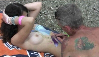 Body Art Nudist Beach 1 Full HD video - Values trust and friendliness among naked people