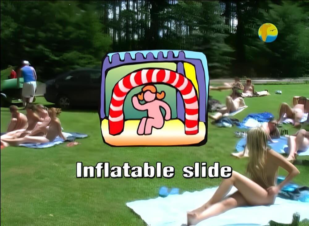 Naturist: Freedom: Inflatable Slide - Living without unnecessary worries or restrictions is the essence of naturism
