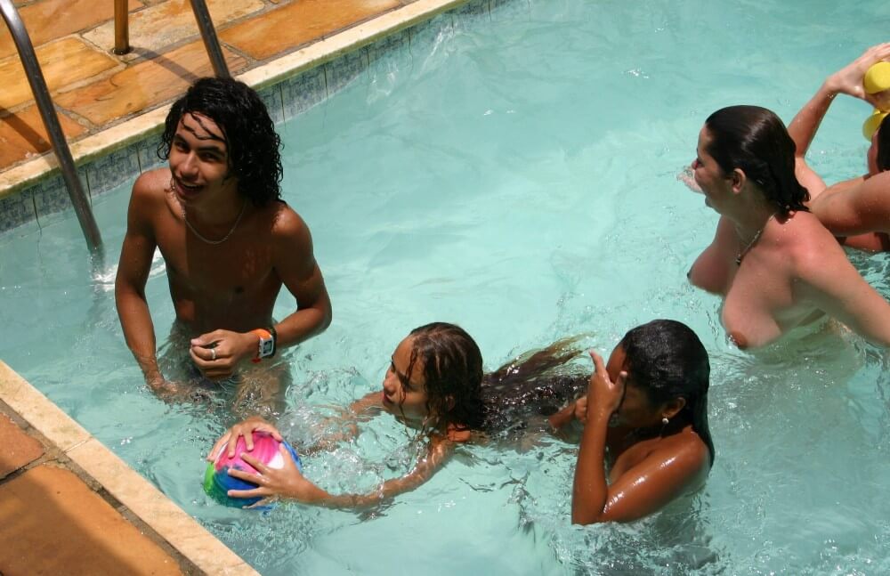 Brazilian Near Pool Profile pics - The first step toward home nudism